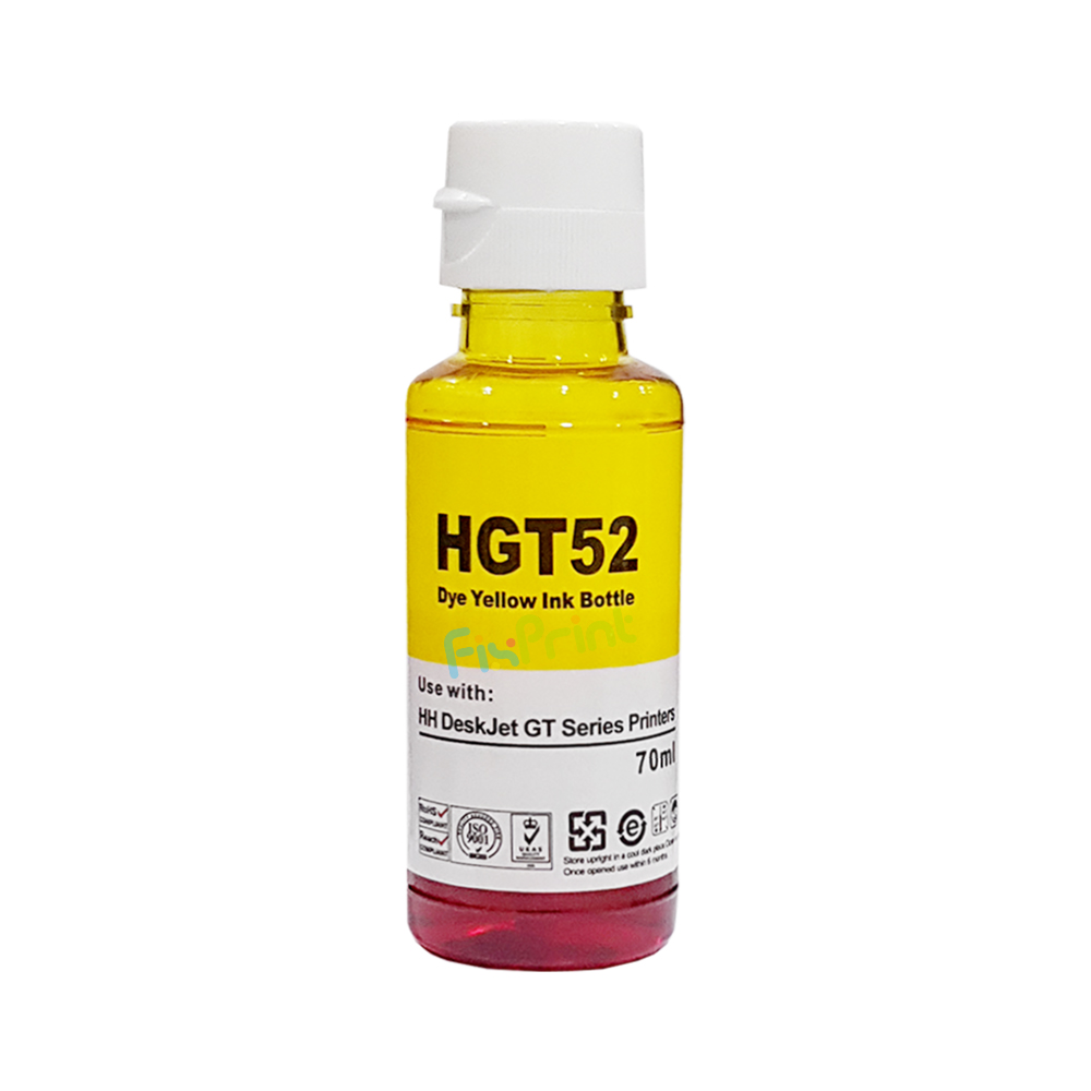 Tinta Refill HPC Compatible GT52 Yellow 65ml, Tinta Refill Printer HPC DeskJet GT5810 GT5820 All in One InkTank 115 310 315 319 350 415 419 410 SmartTank 450 510 550 610