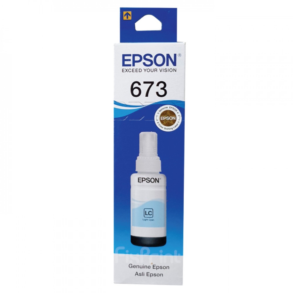 Tinta Refill Epson Original 673 t6735 Light Cyan 70ml, Tinta Refill Printer Epson L800 L805 L810 L850 L1800